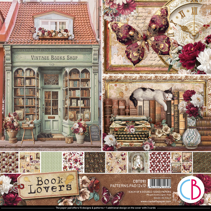 Ciao Bella Book Lovers 12" x 12" Patterns Scrapbooking Paper Set