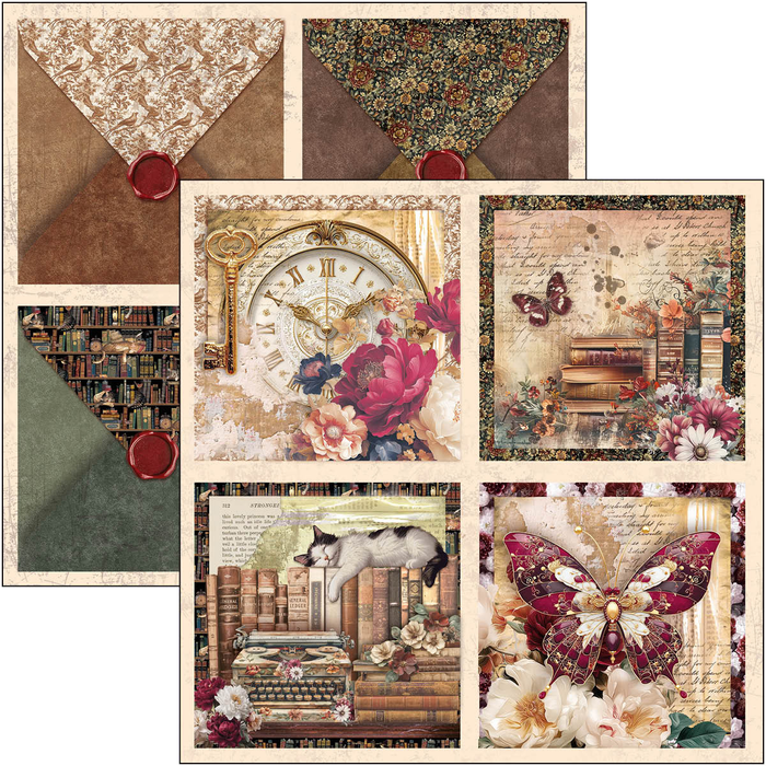 Ciao Bella Book Lovers 12" x 12" Patterns Scrapbooking Paper Set