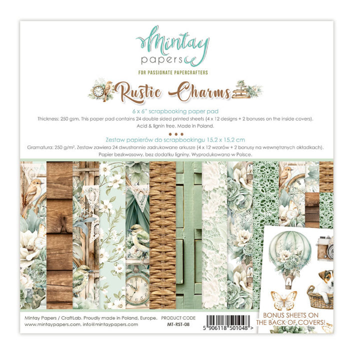 Mintay Rustic Charms 6" x"6 Paper Pad