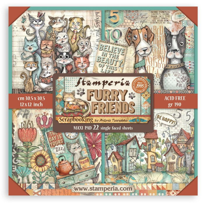 Stamperia Furry Friends 12" x 12" Single Faced Maxi Paper Pad