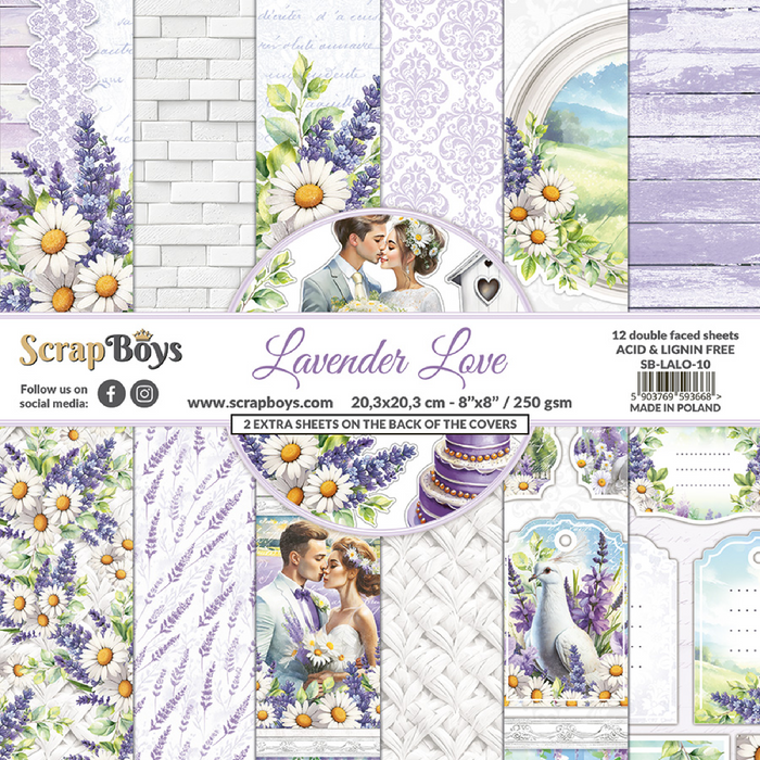 ScrapBoys Lavender Love 8" x"8 Scrapbook Paper Pad