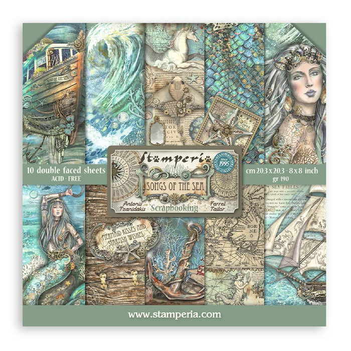 Stamperia Songs Of The Sea 8" x 8" Scrapbooking Paper Pad