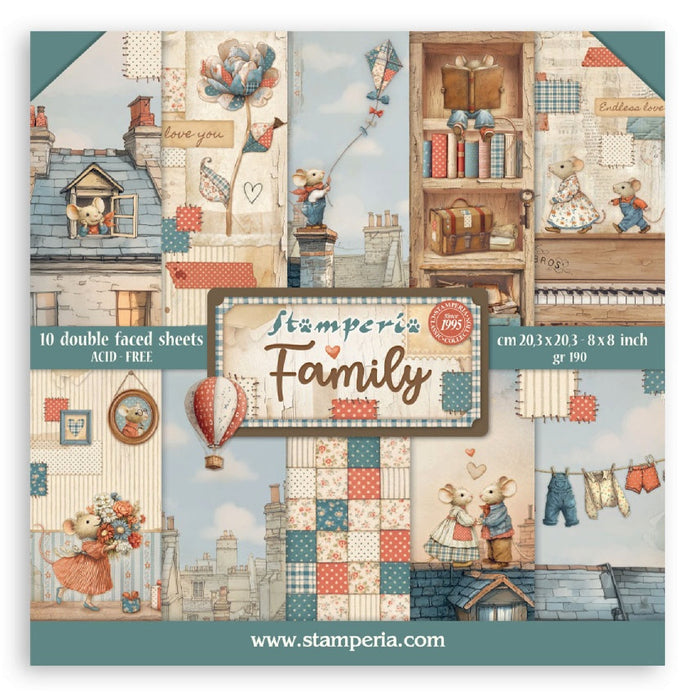Stamperia Family 8" x 8" Scrapbooking Paper Pad