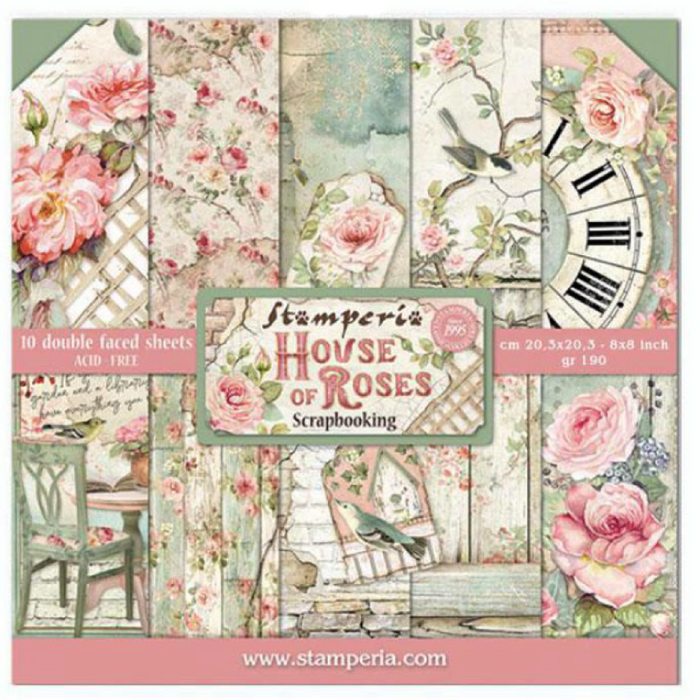 Stamperia House Of Roses 8" x 8" Scrapbooking Paper Pad