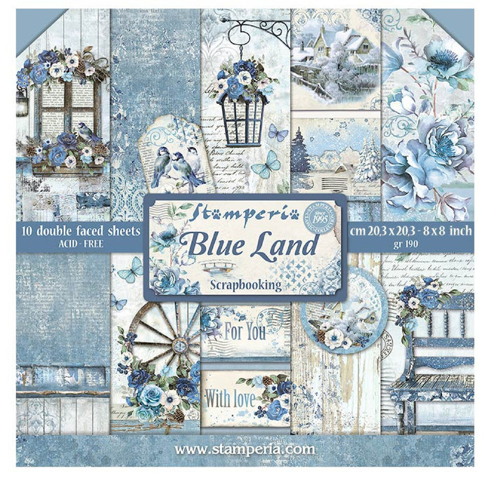 Stamperia Blue Land 8" x 8" Scrapbooking Paper Pad