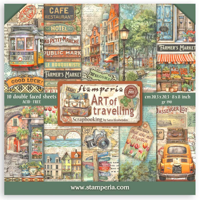 Stamperia Art Of Travelling 8" x 8" Scrapbooking Paper Pad