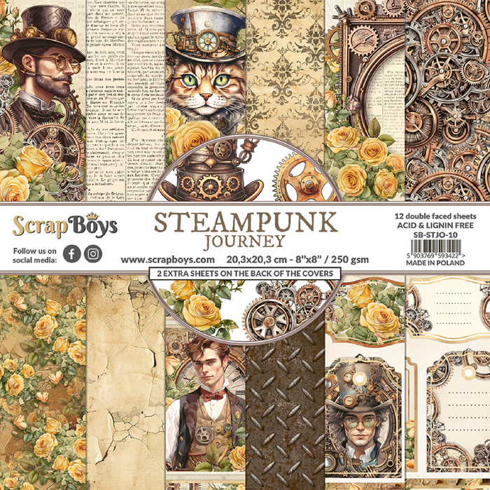 ScrapBoys Steampunk 8" x"8 Scrapbook Paper Pad