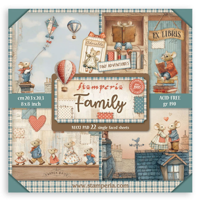 Stamperia Family 8" x 8" Maxi Single Faced Scrapbooking Paper Pad