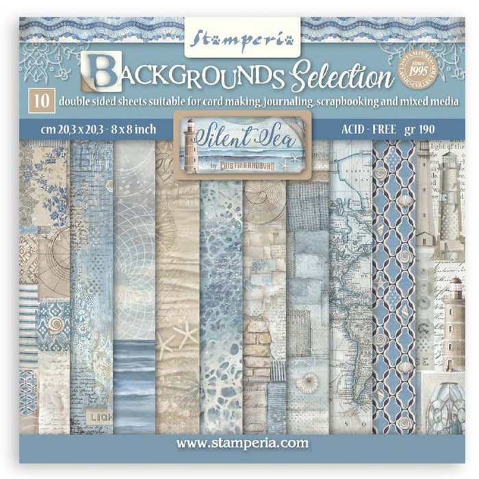 Stamperia Silent Sea 8" x 8" Backgrounds Selection Paper Pad