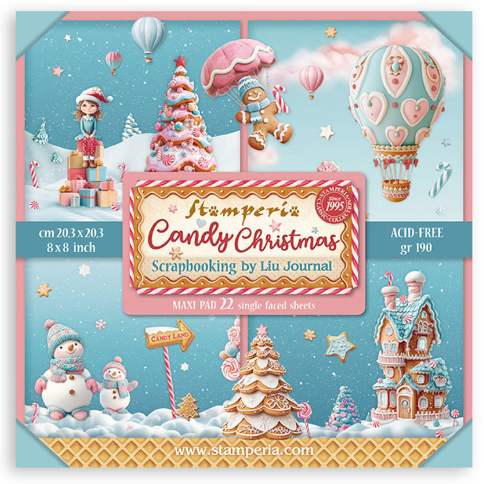 Stamperia Candy Christmas 8" x 8" Single Faced Maxi Paper Pad