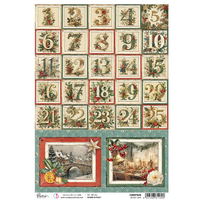 Ciao Bella Paper Merry & Bright A4 Rice Paper Advent Days