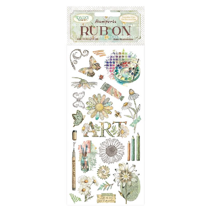 Stamperia Daisy Art Rub - On Live It In Colour