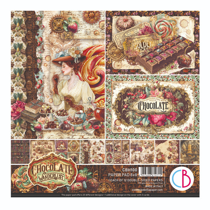 Ciao Bella Paper Chocolate Wanderlust 8" x 8" Scrapbooking Paper Set