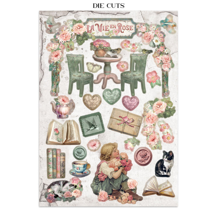 Stamperia House Of Roses Junk Journal Stickers Cut-outs Backgrounds