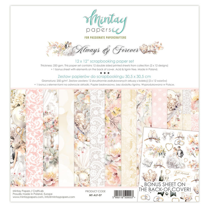 Mintay Always & Forever 12" x"12 Scrapbooking Paper Set