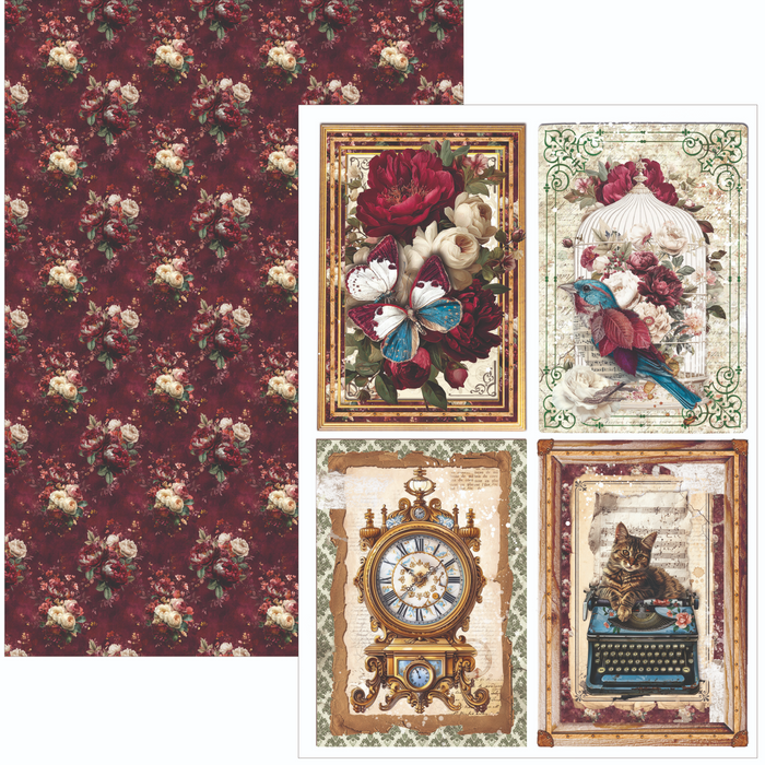 Ciao Bella Paper Bohemian Burgundy A4 Scrapbooking Paper Set