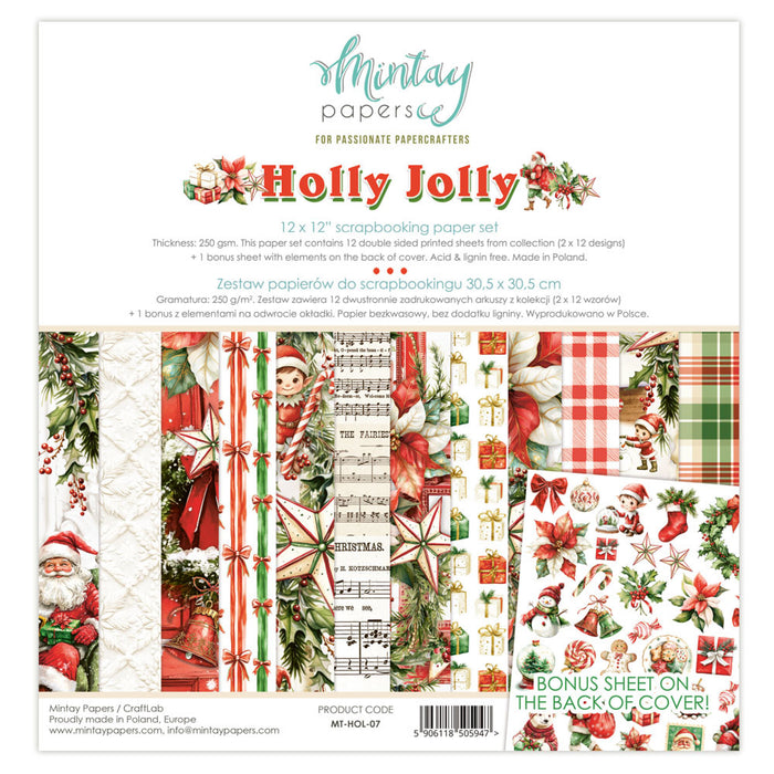 Mintay Holly Jolly 12" x"12 Scrapbooking Paper Set