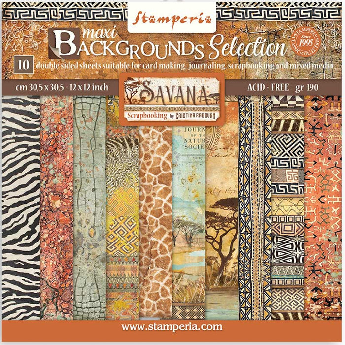 Stamperia Savana 12" x 12" Backgrounds Selection Paper Pad