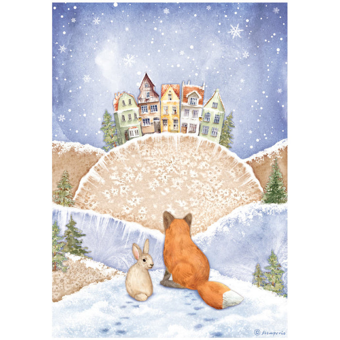 Stamperia Winter Valley A4 Rice Paper Fox & Bunny