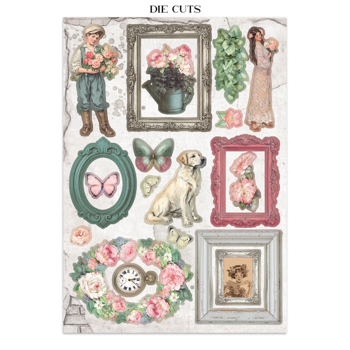 Stamperia House Of Roses Junk Journal Stickers Cut-outs Backgrounds