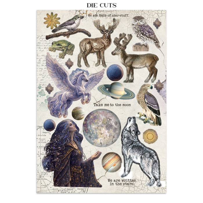 Stamperia Paper Cosmos Infinity Junk Journal Stickers Cut-outs Backgrounds