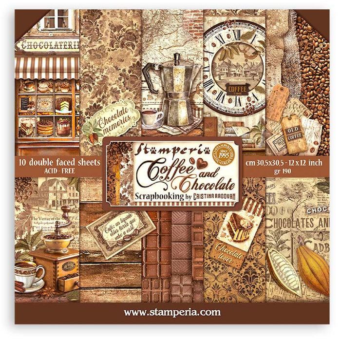 Stamperia Coffee & Chocolate 12" x 12" Scrapbooking Paper Pad