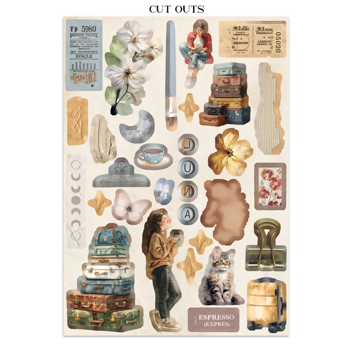 Stamperia Secret Diary Junk Journal Stickers Cut-outs Backgrounds