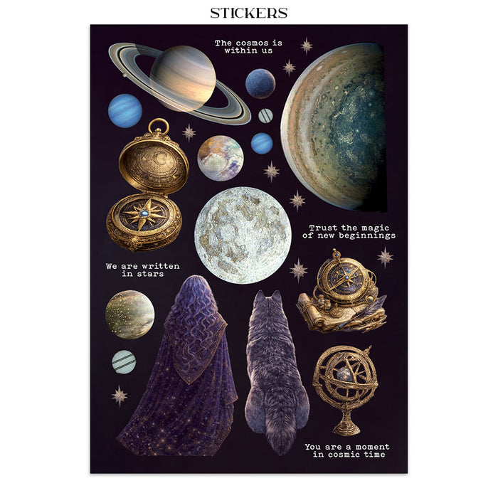 Stamperia Paper Cosmos Infinity Junk Journal Stickers Cut-outs Backgrounds