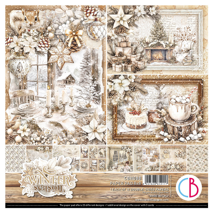 Ciao Bella Paper Winter Season 8" x 8" Scrapbooking Paper Set