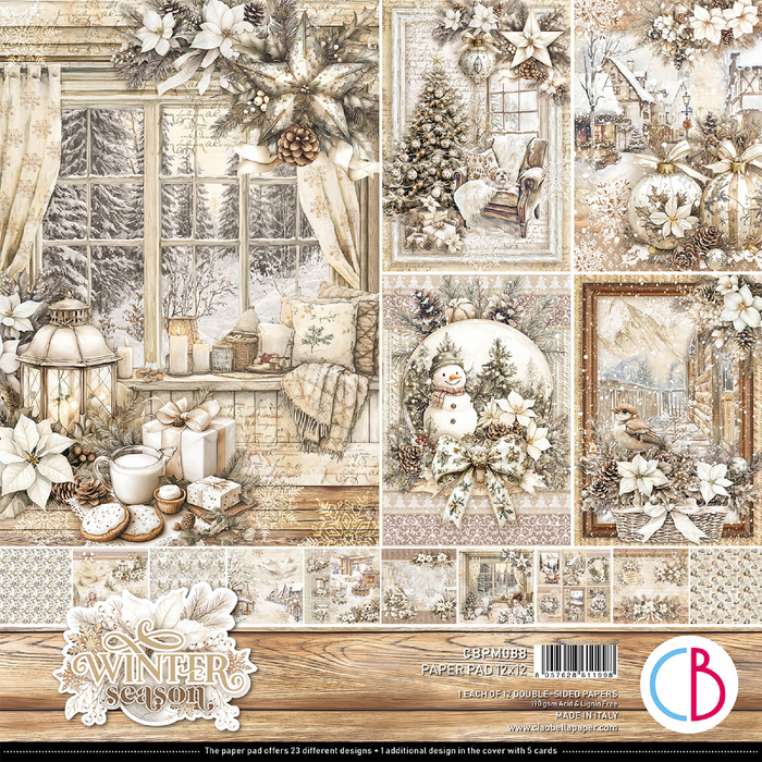 Ciao Bella Paper Winter Season 12" x 12" Scrapbooking Paper Set