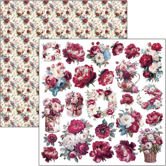 Ciao Bella Paper Bohemian Burgundy 12" x 12" Patterns Scrapbooking Paper Set