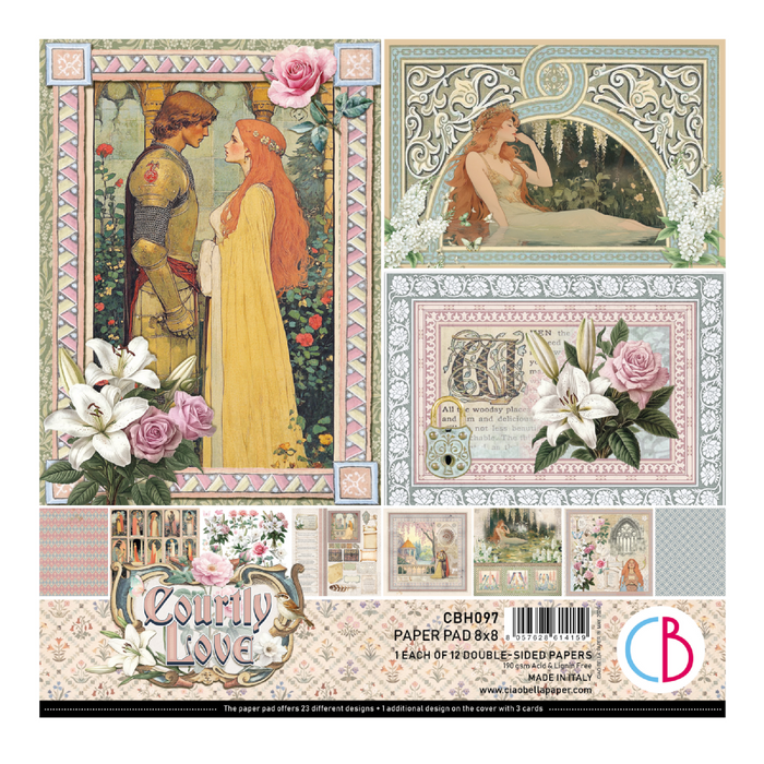 Ciao Bella Paper Courtly Love 8" x 8" Scrapbooking Paper Set