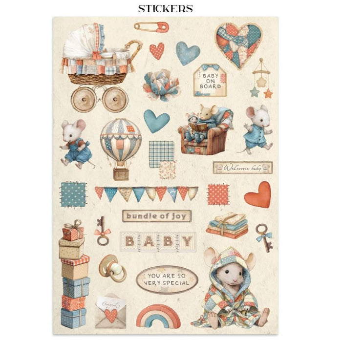 Stamperia Baby Junk Journal Stickers Cut-outs Backgrounds