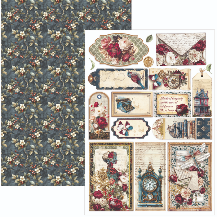 Ciao Bella Paper Bohemian Burgundy A4 Scrapbooking Paper Set