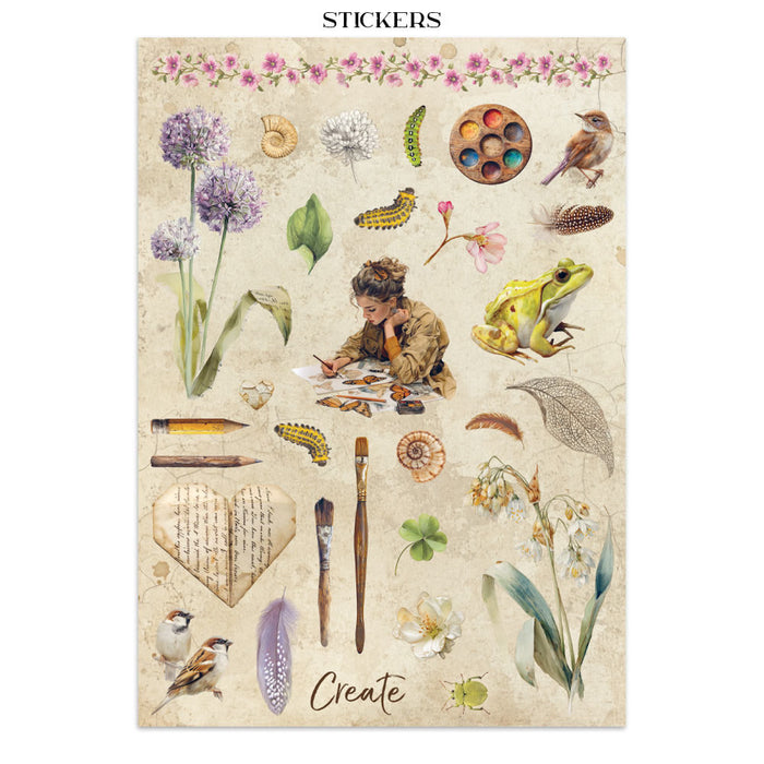 Stamperia Paper All Around Junk Journal Stickers Cut-outs Backgrounds