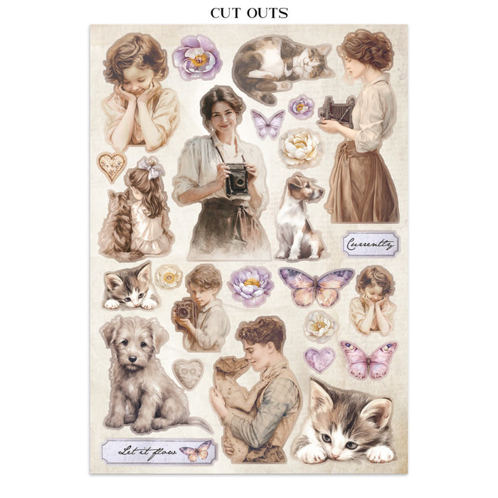 Stamperia Quiet Days Junk Journal Stickers Cut-outs Backgrounds
