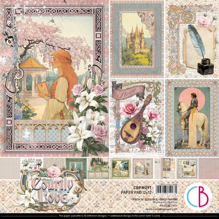 Ciao Bella Paper Courtly Love 12" x 12" Scrapbooking Paper Set