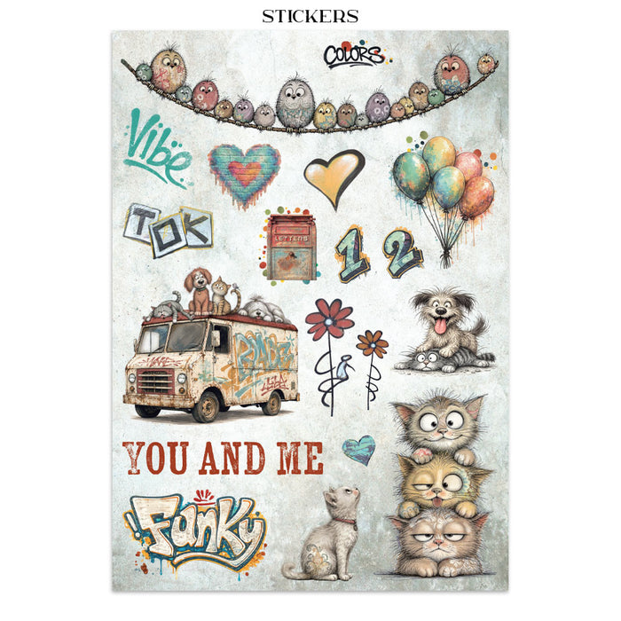Stamperia Paper Furry Friends 2 Junk Journal Stickers Cut-outs Backgrounds