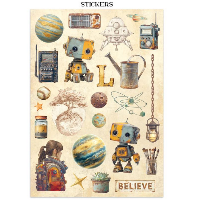 Stamperia A New Beginning Junk Journal Stickers Cut-outs Backgrounds