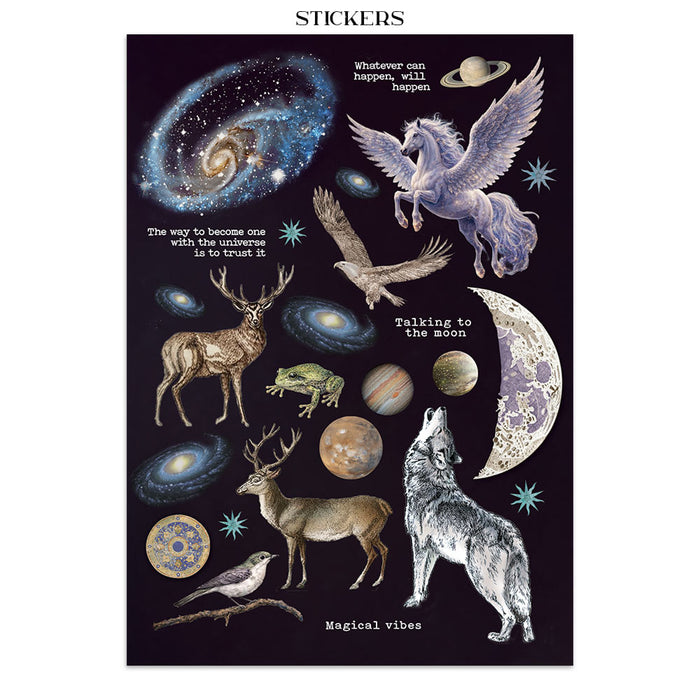 Stamperia Paper Cosmos Infinity Junk Journal Stickers Cut-outs Backgrounds