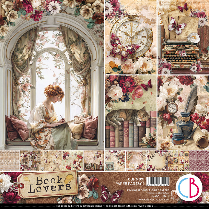 Ciao Bella Book Lovers 12" x 12" Scrapbooking Paper Set