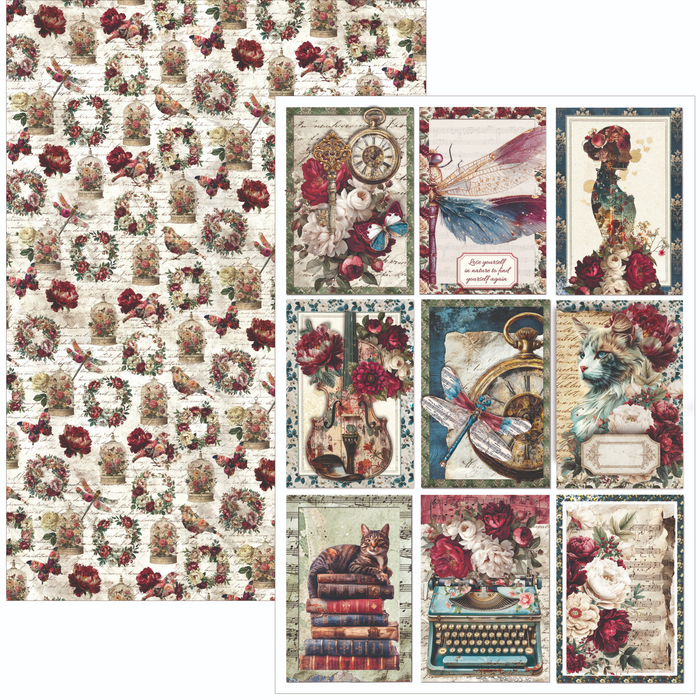 Ciao Bella Paper Bohemian Burgundy A4 Scrapbooking Paper Set