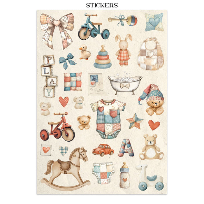 Stamperia Baby Junk Journal Stickers Cut-outs Backgrounds