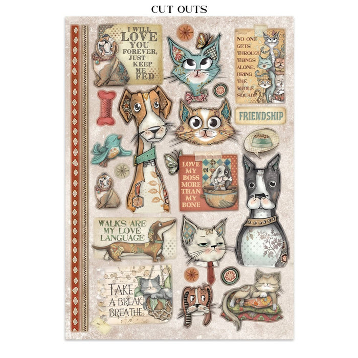 Stamperia Paper Furry Friends Junk Journal Stickers Cut-outs Backgrounds