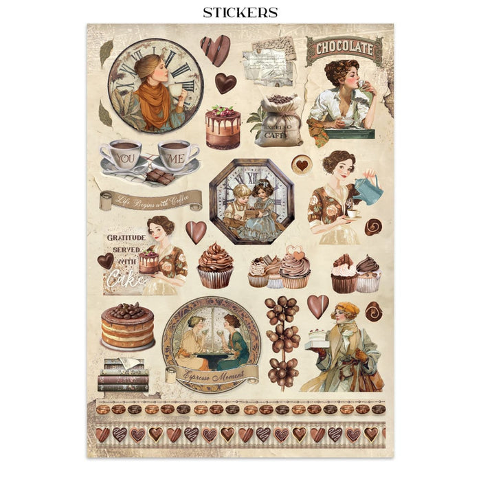 Stamperia Coffee & Chocolate Junk Journal Stickers Cut-outs Backgrounds
