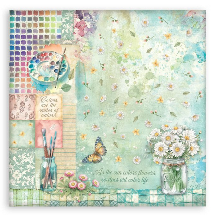 Stamperia Daisy Art 8" x 8" Single Faced Maxi Paper Pad