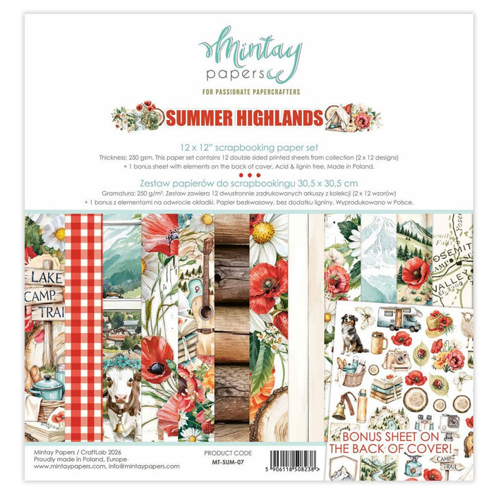 Mintay Paper Summer Highlands 12" x"12 Scrapbooking Paper Set