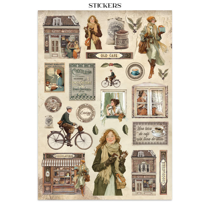 Stamperia Coffee & Chocolate Junk Journal Stickers Cut-outs Backgrounds