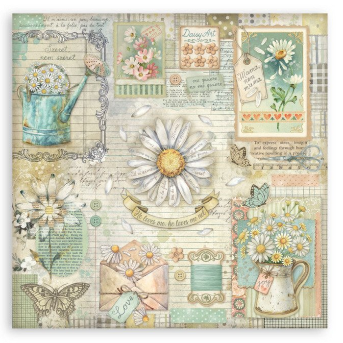 Stamperia Daisy Art 8" x 8" Single Faced Maxi Paper Pad