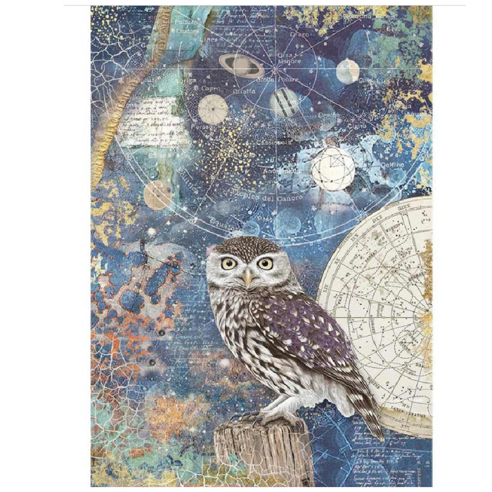 Stamperia A4 Cosmos Rice Paper (Owl)